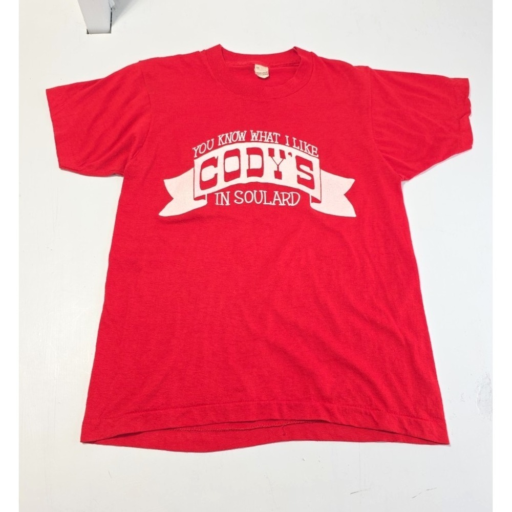 Vintage 80s Screen Stars Shirt Medium Single Stitch Cody's In Soulard‎ Red
